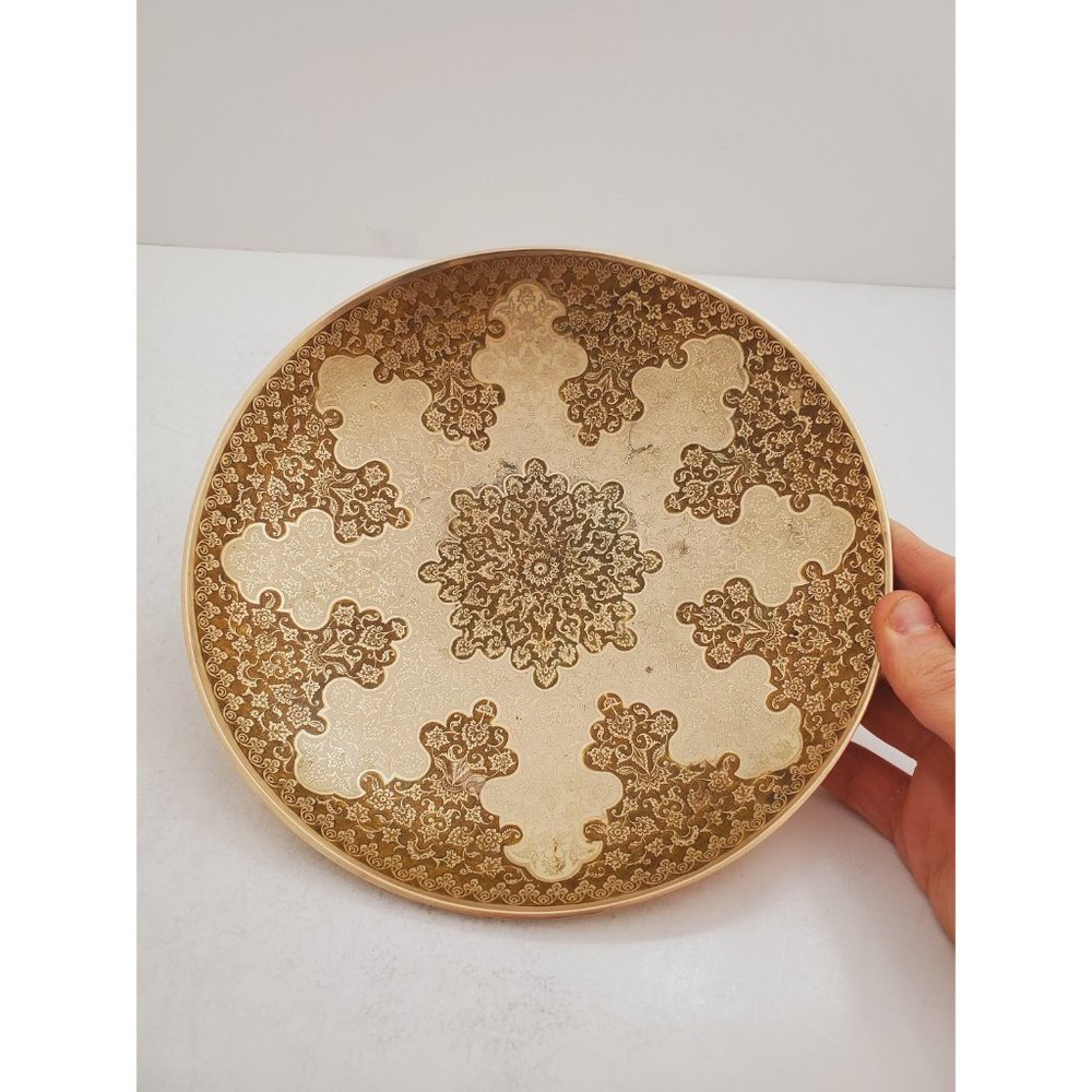 Vintage Embossed/Engraved Enamel Painted Brass Bowl - Bowl / Plate / Dish || - Picture 4 of 10